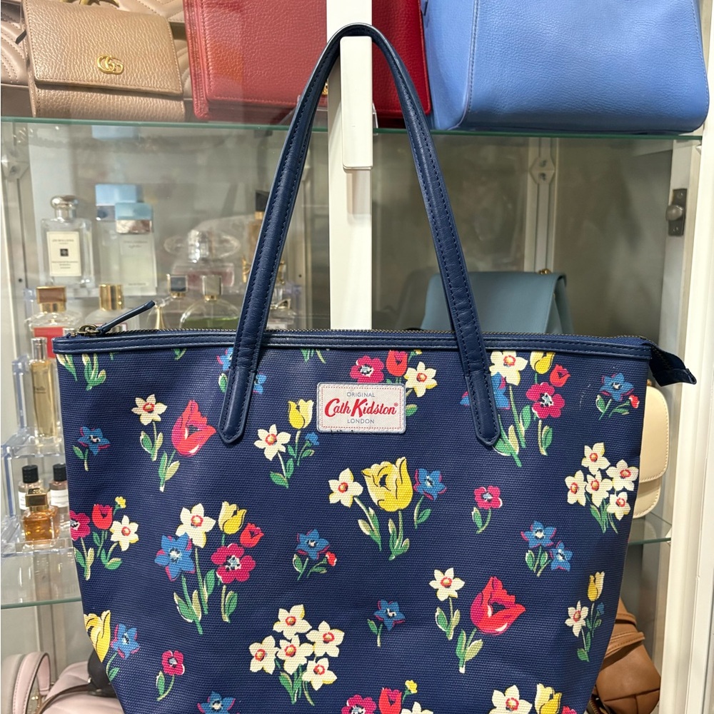 Cath Kidston Navy Tote with Colorful Floral Design
